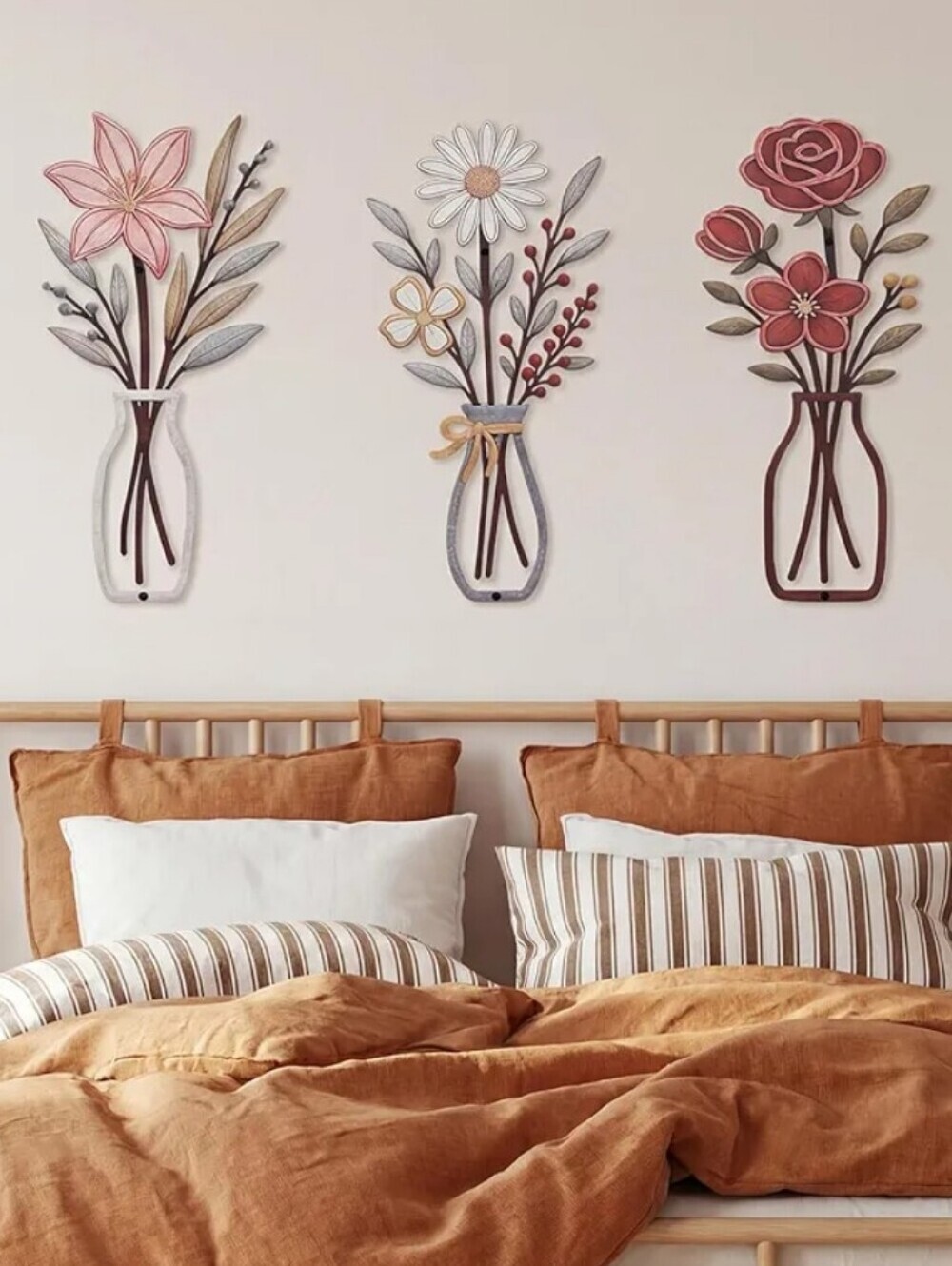 Floral Mason Jar Wall Art Trio - Pink, White & Rose